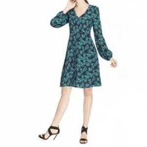Draper James Dinah Long Sleeve Floral Dress Blue Green 4